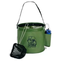 Behr Köderfischbehälter Faltbar 9 Liter + Köderfischnetz + Sauerstoffpumpe Komplettset