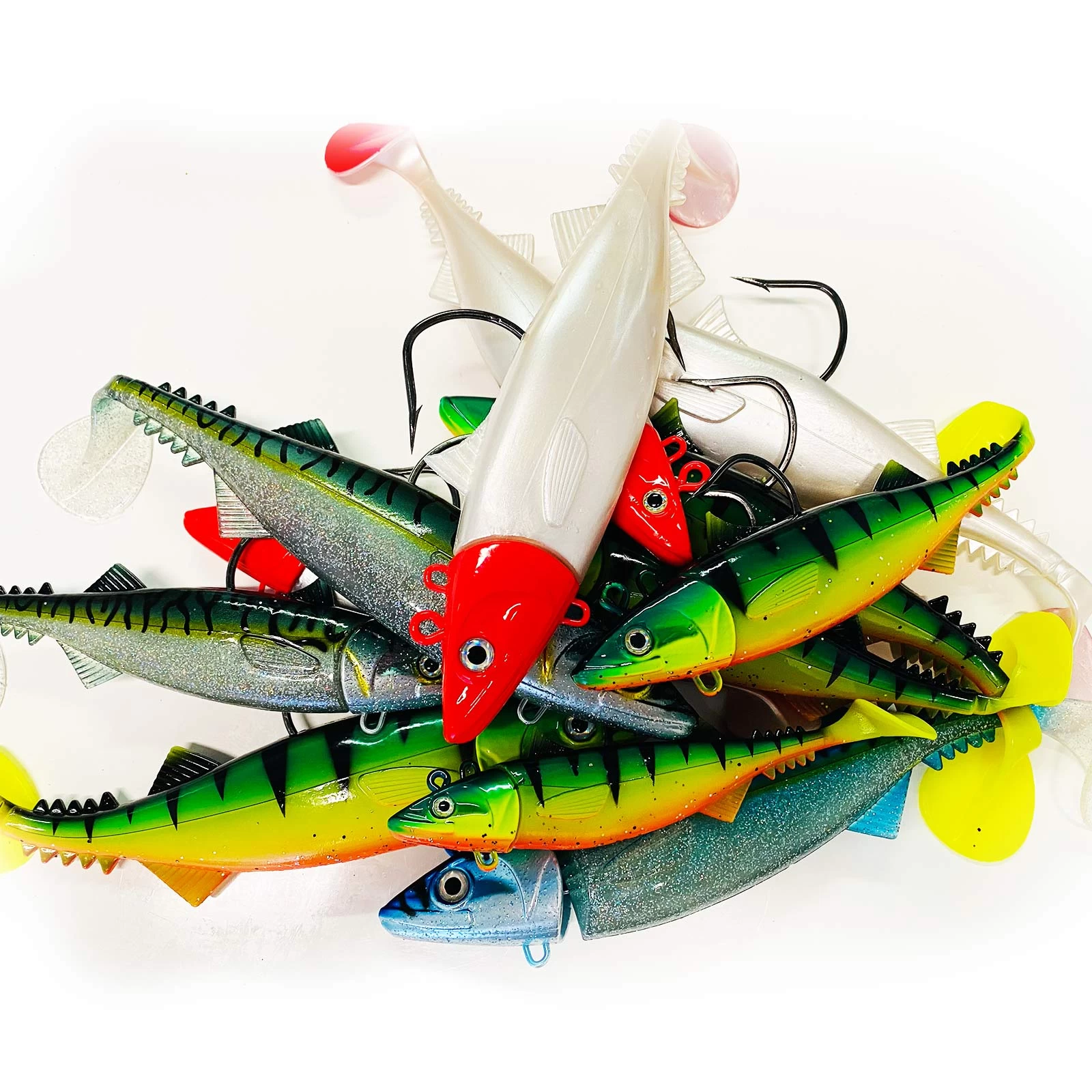 Jackson Sea XXL Profi Norwegen Angeln – Fangfertig Montierte Gummifische. 18 – 28cm Angelset - 12 Stück 2 Jackson Sea XXL Profi Norwegen Angeln – Fangfertig Montierte Gummifische. 18 – 28cm Angelset - 12 Stück – Bild 2