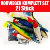 Jackson Profi Norwegen Angelköder Komplett Set. Gummifische & Jigköpfe Angelset - 21 Stück