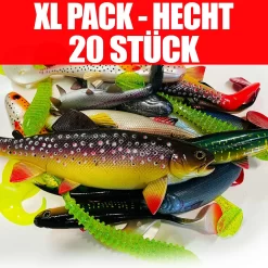 Jackson XL Profi Hecht Köder Angelset 13 Bis 23cm – Gummifisch Set – 20 Stück