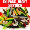 Jackson XXL Profi Hecht Köder Angelset 13 Bis 23cm – Gummifisch Set – 50 Stück