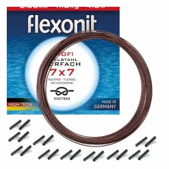 Flexonit 7x7 Stahlvorfach 0,36mm + Passende Quetschhülsen Komplett Angelset