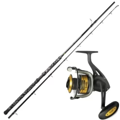 Wels Waller Angelset Zeck Welsrute Wallerrute Mit Black Cat Rolle - Combo No.2