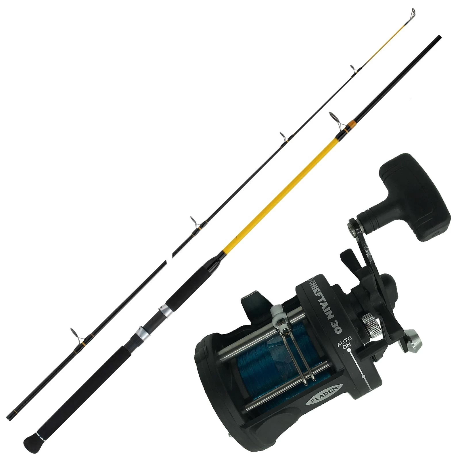 WFT Rute 2,70m 150-700g & Fladen Multirolle & Schnur Norwegen Meer Combo Angelset 1 WFT Rute 2,70m 150-700g & Fladen Multirolle & Schnur Norwegen Meer Combo Angelset