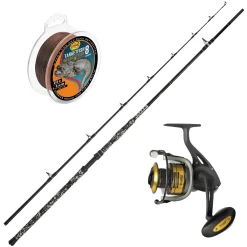 WFT Rute 2,70m 20-190g & Black Cat Rolle Waller Wels Spinn Angelset Combo